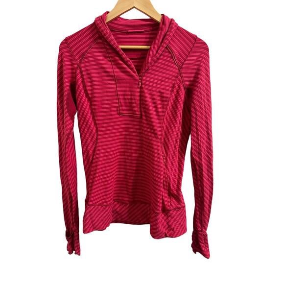 Lululemon Think Fast Pullover Double Trouble Stripe‎ Boom Deepest Cranberry 8 - Picture 1 of 6